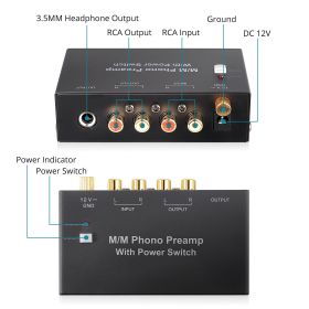 Turntable Preamplifier With Power (Option: Black)